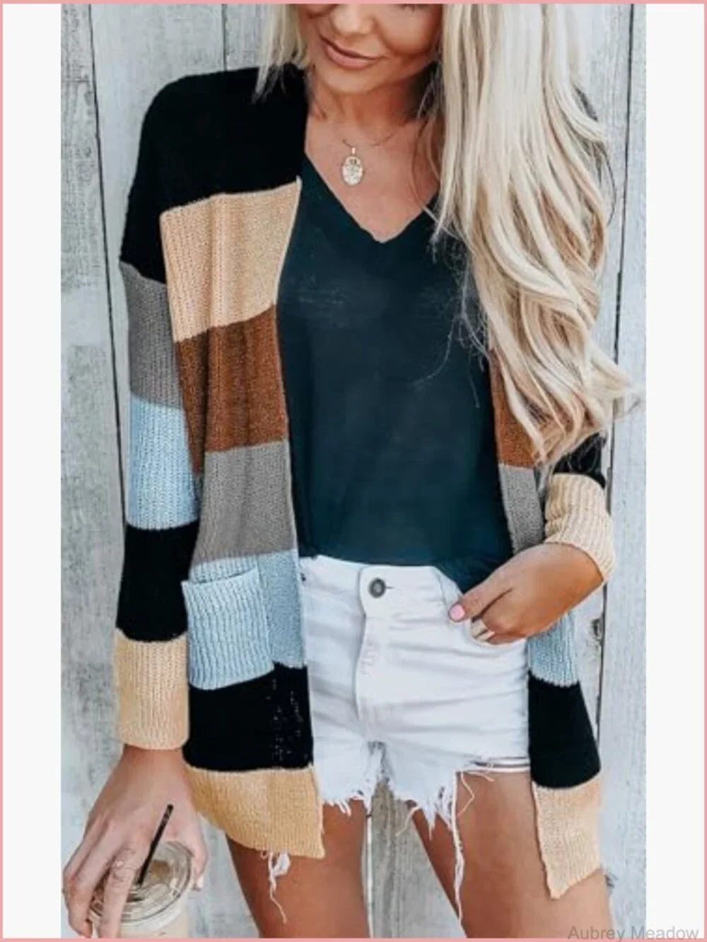 Womens Long Sleeve Open Front Cardigan Sweater with Pockets Knit Fall Winter